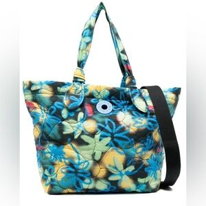 Bimba y Lola Quilted Floral Tote Bag in Colorful Graffiti Pattern